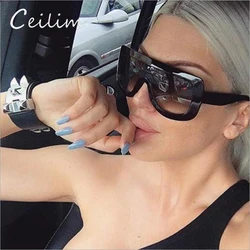 Vintage One Piece Sunglasses Europe and America Trend Large Frame Sunglasses Personality Glasses Wholesale Business Trend