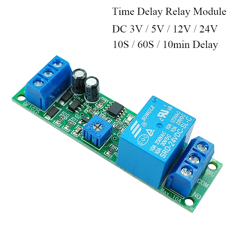 

Time Delay Relay Module 3V 5V 12V 24V Triggle Delay Monostable Relay Module Adjustatle 10s 60s 10min Delay Timer Switch