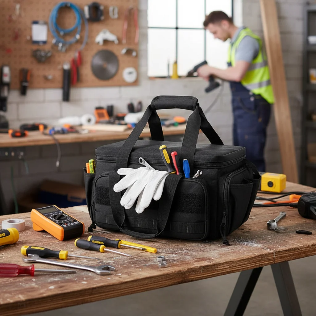 

14-дюймовая тактическая сумка для инструментов повышенной прочности с нескользящим основанием, многофункциональный органайзер для мастеров и плотников, прочное портативное хранилище для инструментов