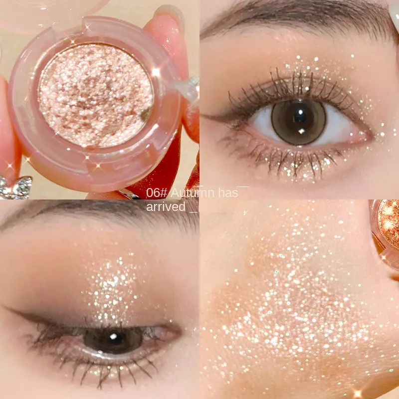 Ins Xixi Monochrome Eye Shadow Glitter Pearlescent Diamond Eyeshadow Palette Highlight Powder Cosmetic Accessories