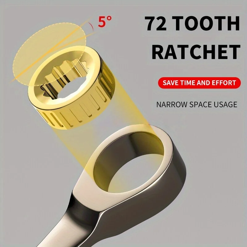 Versatile 6-14pc Carbon Steel Ratchet Wrench Set with Multi-Angle Head, Quick Precision 72-Tooth Mechanism, 180° Swing