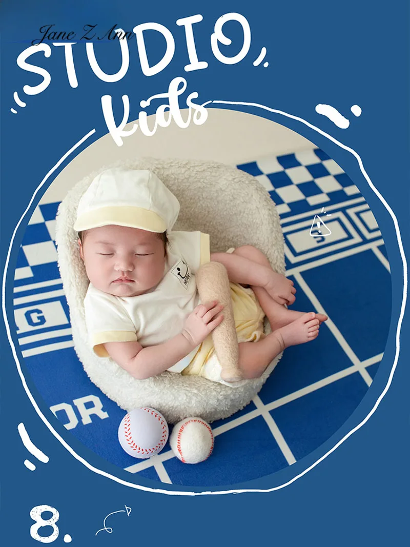 Baby  newborn baby full moon photo costume props baseball style door-to-door studio home shooting outfits