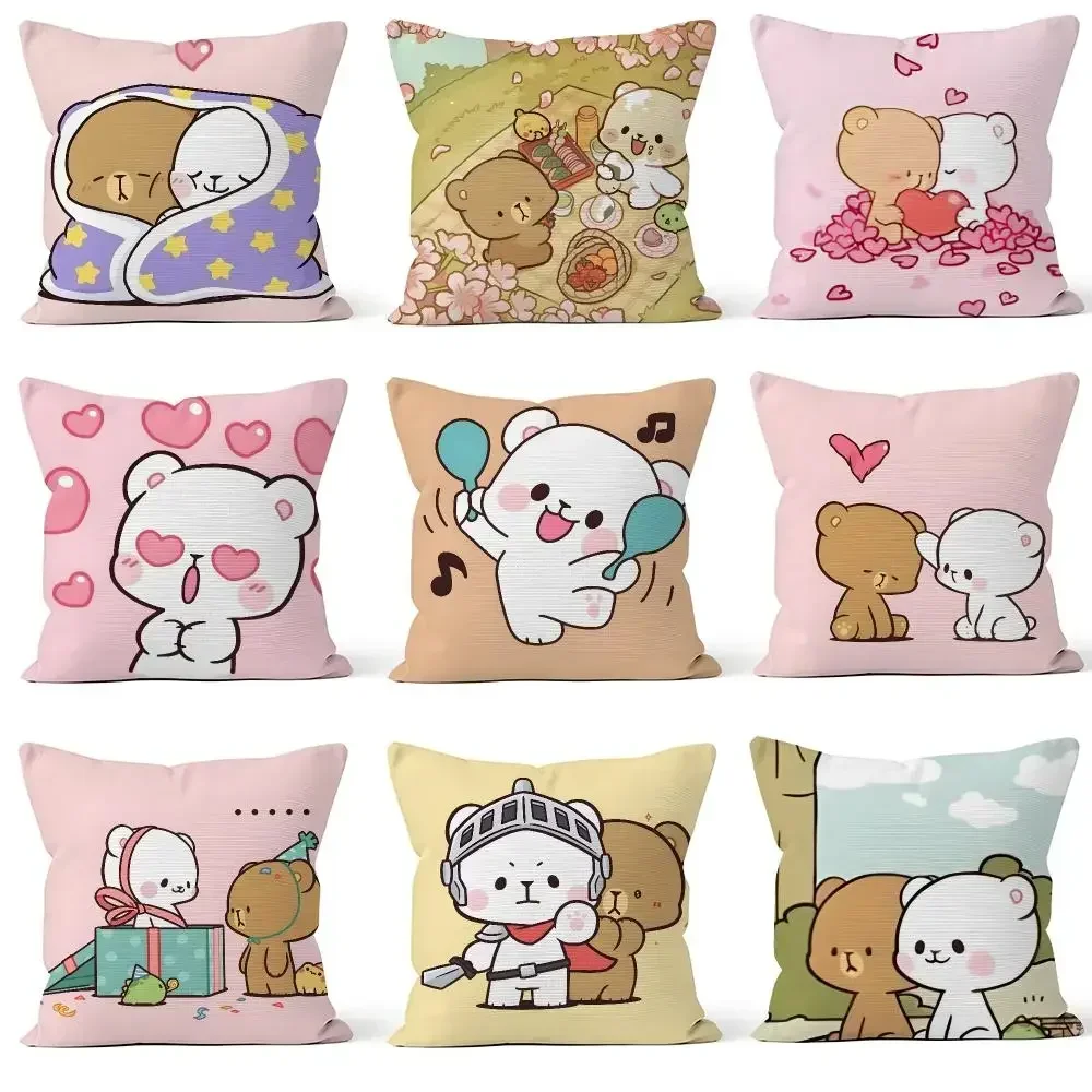 Cover Throw Pillow Cover Soft Short Plush Milk Case For Sofa & Bedroom Cozy Bear Home Matcha Character Mocha Dino Decor