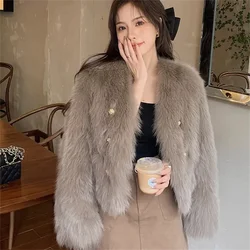 Fur Jacket Women's 2024 Autumn And Winter Imitation Fox Fur Short Style Temperament Socialite Fur Young Top Female Warm Cardigan