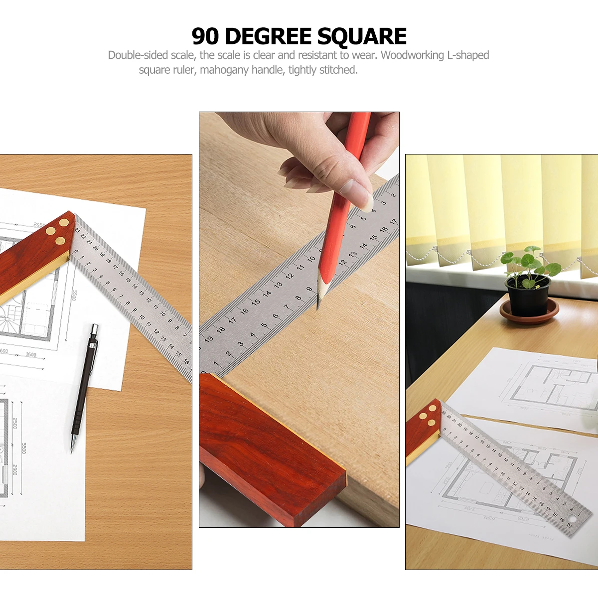 

90 Degrees L Shaped Angle Ruler Big Frame Square Tool Woodworking Protractor Carpenter Measurement Metal Welding Fixing
