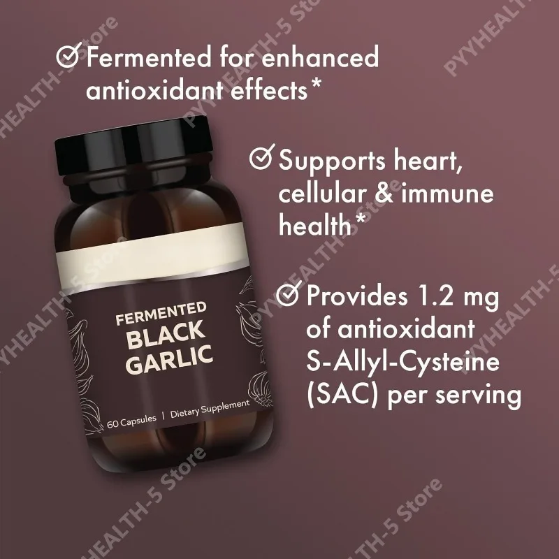 

Fermented Black Garlic - Antioxidant Supplement - for Immune, Cellular & Heart Health Support - Includes S-Allyl-Cysteine