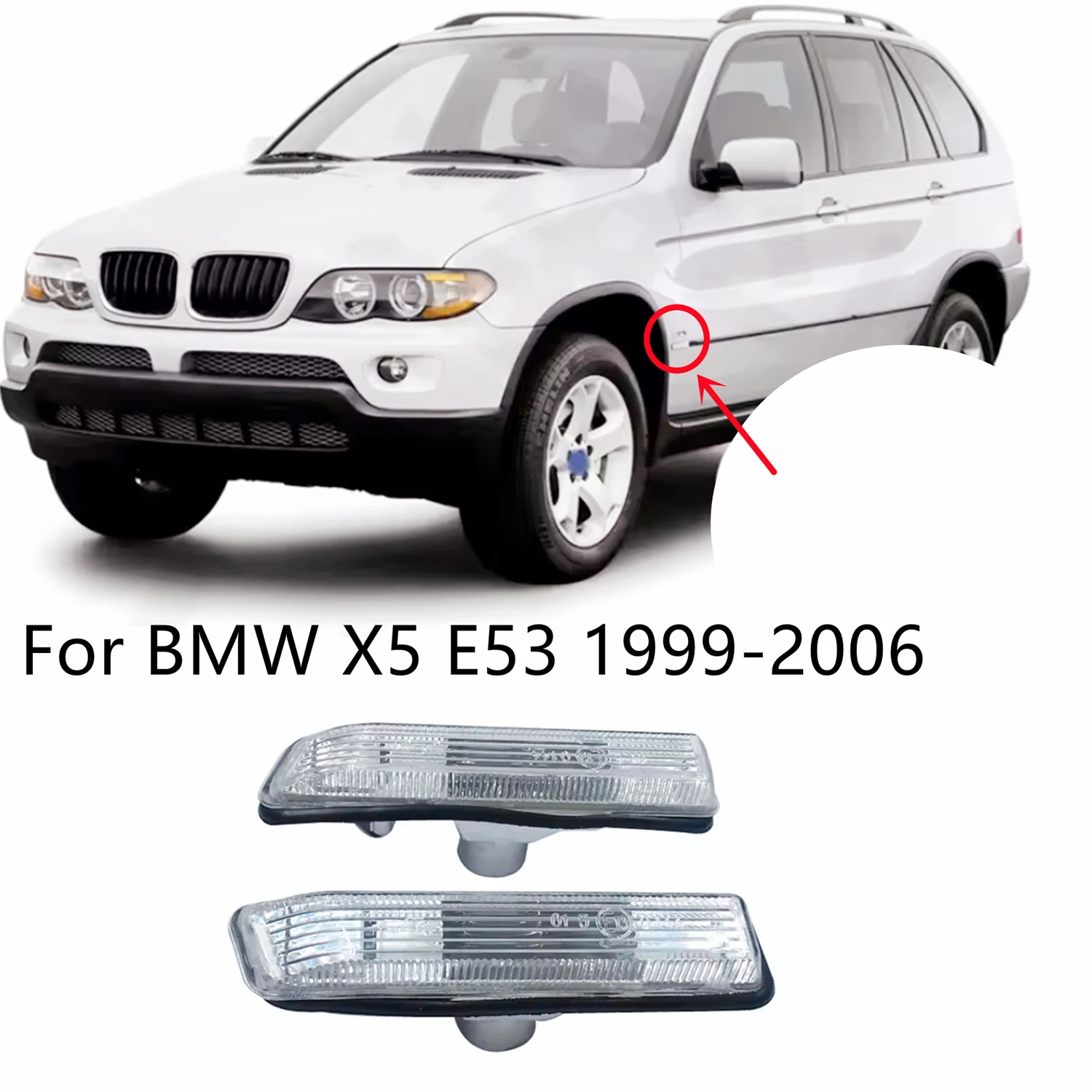 Dynamic Fender Turn Signal For BMW X5 E53 2000-2005 Led Light Side Marker Sequential Lamp E36 1997 63 13 2 492 179