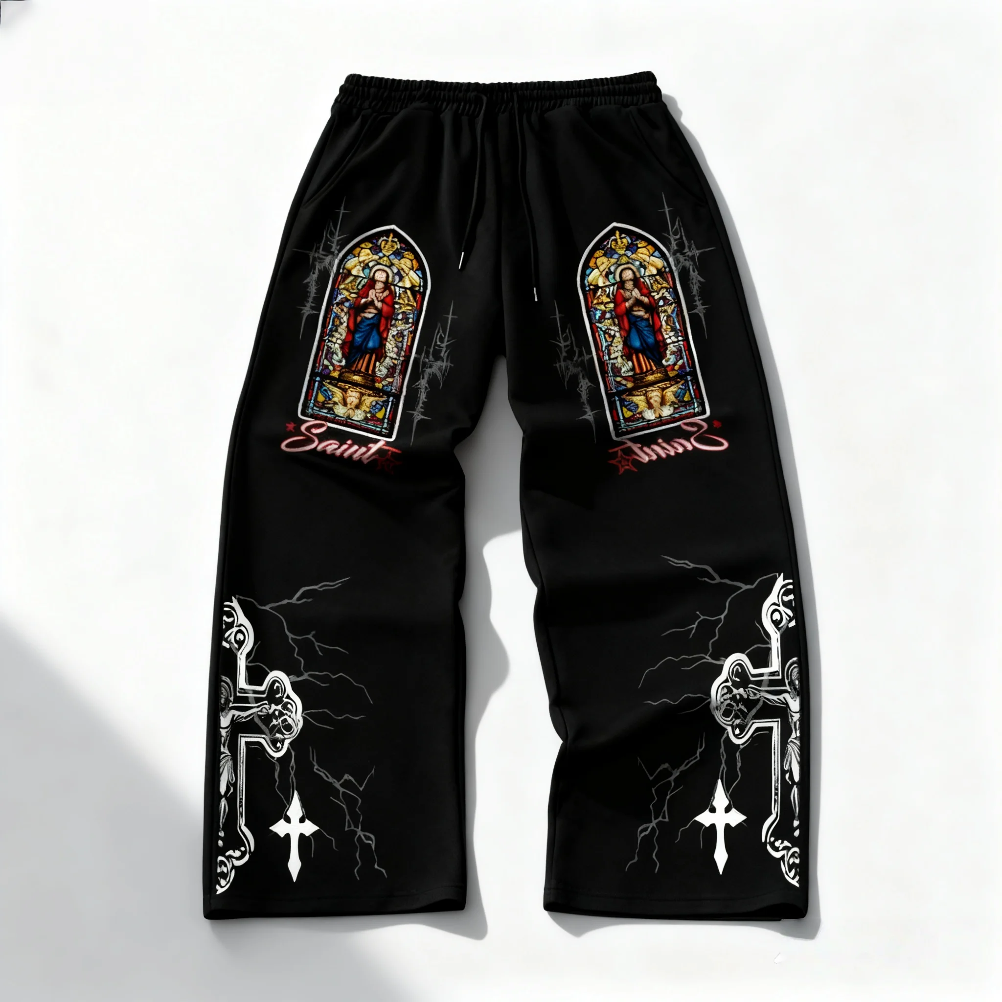 

2025 Autumn and Winter New American Retro Y2K Letter Long Pants Loose Sports Pants Men's Hip-hop Gothic Drawstring Casual Pants
