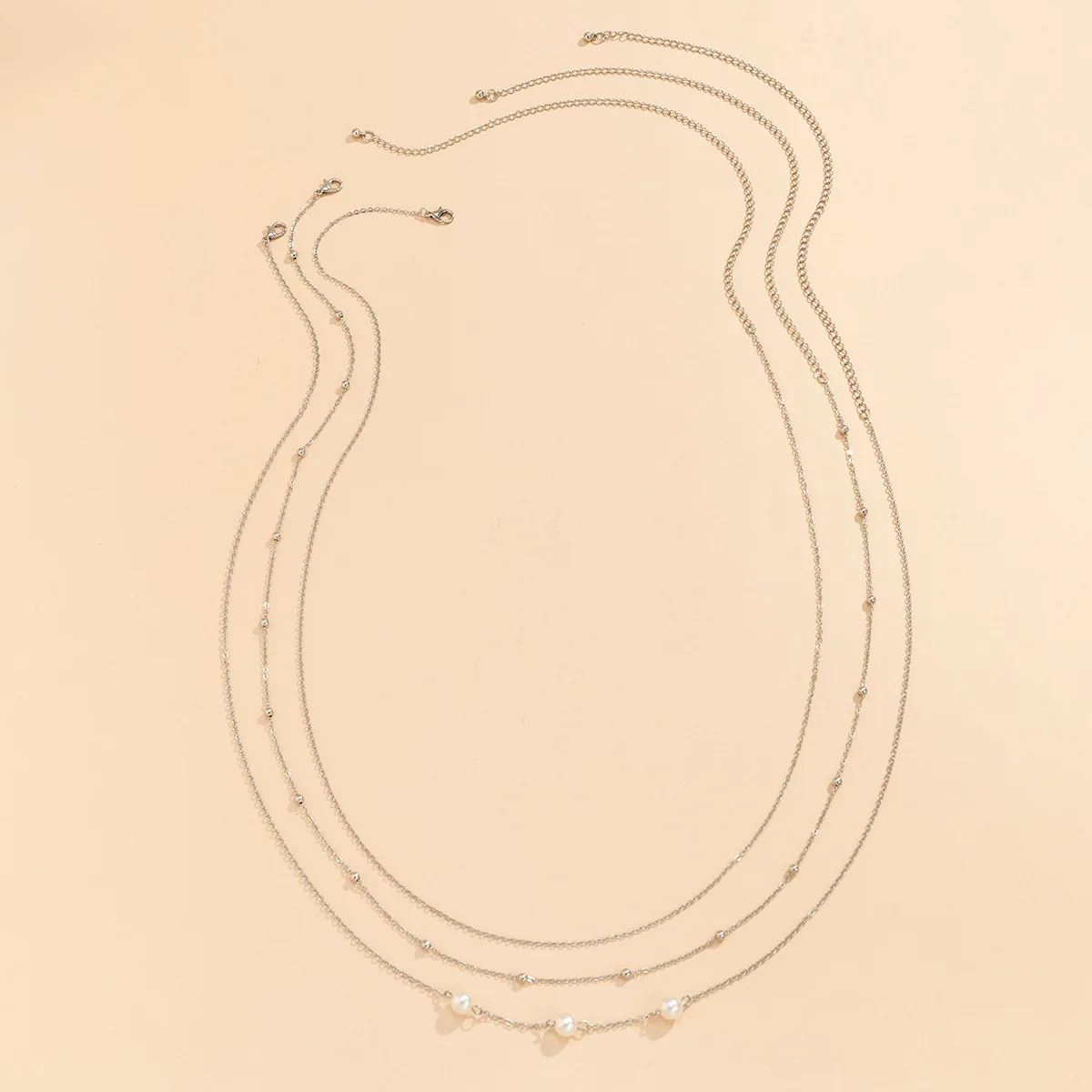 Sexy and Minimalist Imitation Pearl Chain Metal Waist Chain Mixed and Stacked Fashion Girl Beaded Woven Body Chain Belly Chain