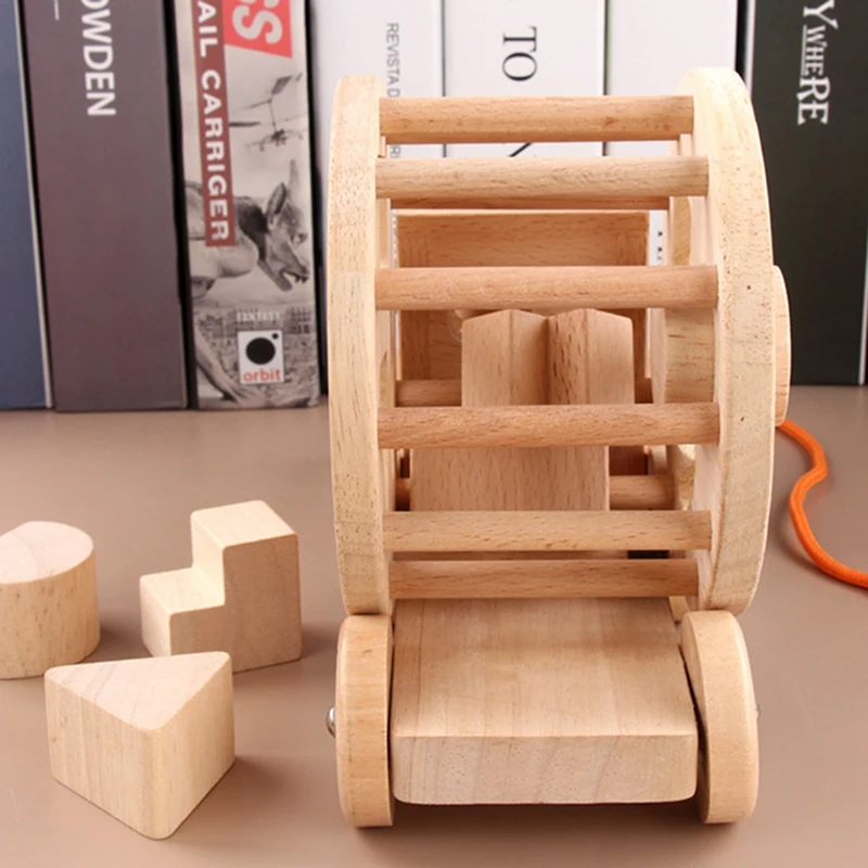 Kids Wooden Pull Car Assembling Building Blocks Shape Matching Game Educational Toy For Children Puzzle Learning Toys