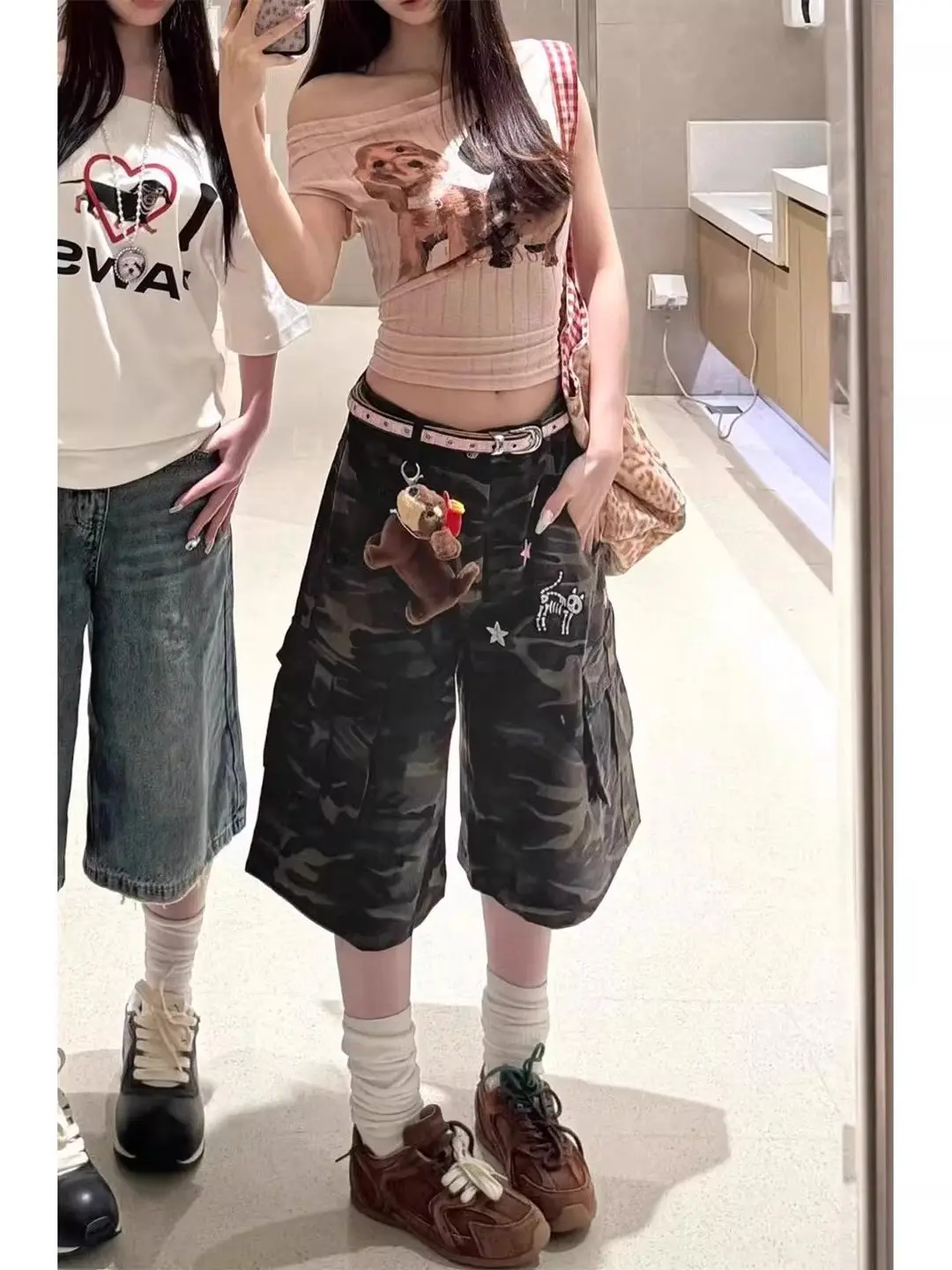 American Style Camouflage Seven-Foot Pants Women's Summer New Multi-Pocket Light Asian Style Straight Leg Casual Work Shorts