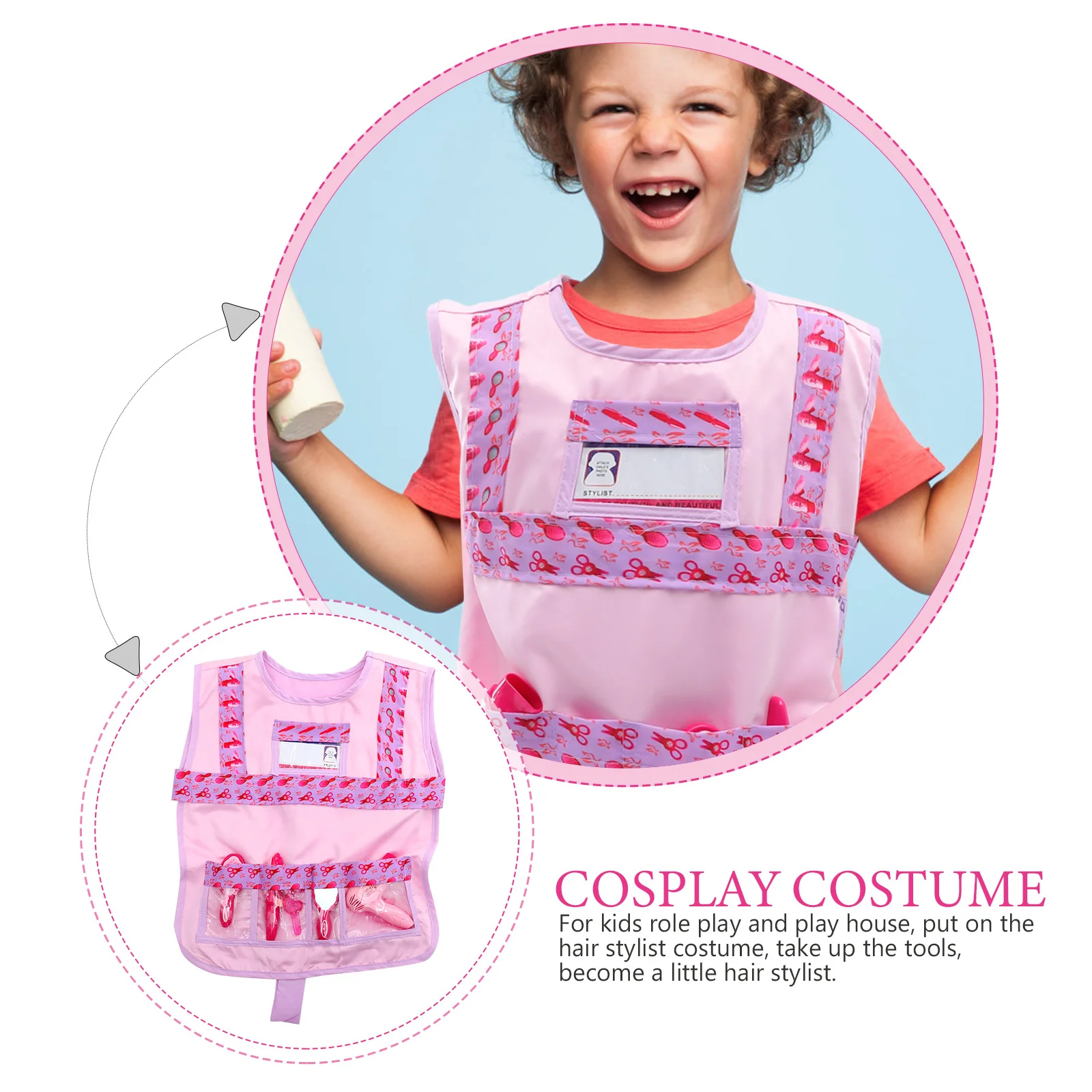 Ensemble de costumes de coiffeur pour enfants, 7 pièces, tenue de jeu de rôle de barbier avec outils pour Cosplay, spectacle de fête d'halloween
