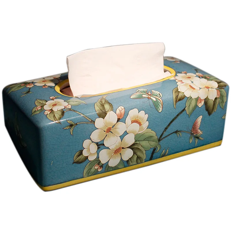

Rural style tissue box, ceramic household paper box decoration, European style living room coffee table decoration, napkins