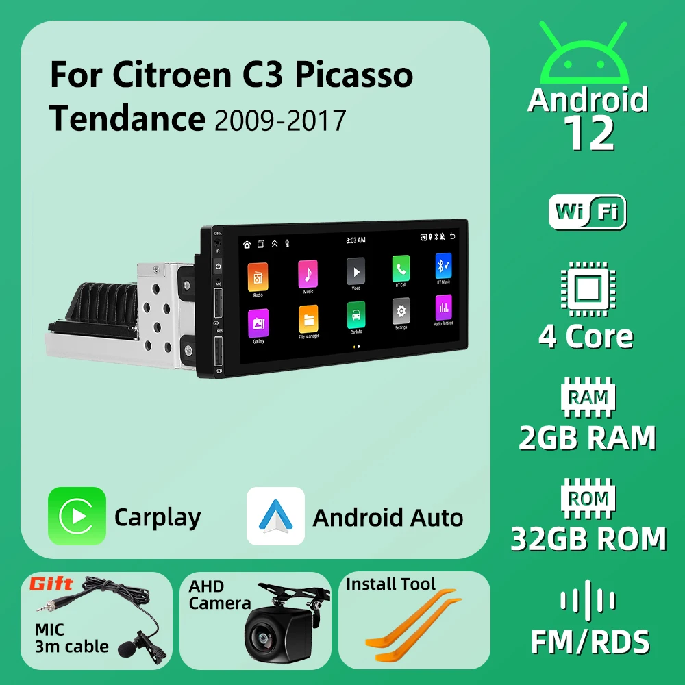 

1-диночный экран Carplay для Citroen C3 Picasso Tendance 2009-2017 1din Android Радио Стерео Автомобильный мультимедийный головное устройство Авторадио GPS