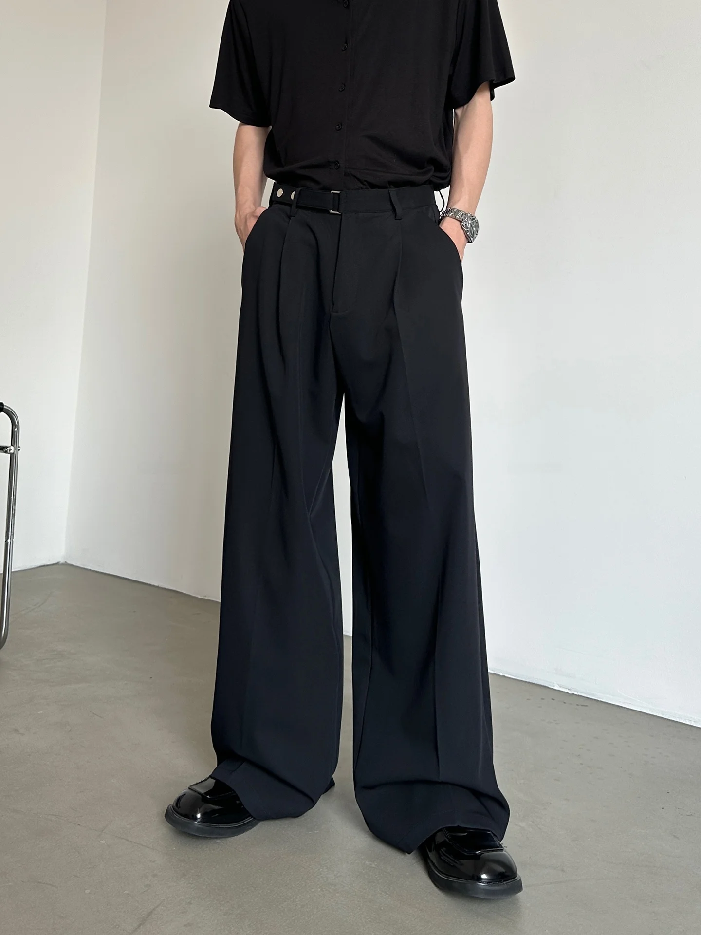Black Wide Leg Cleanfit Pants No Ironing Required Youth Fashion Polyester Casual Summer Trousers for Commuting And Leisure