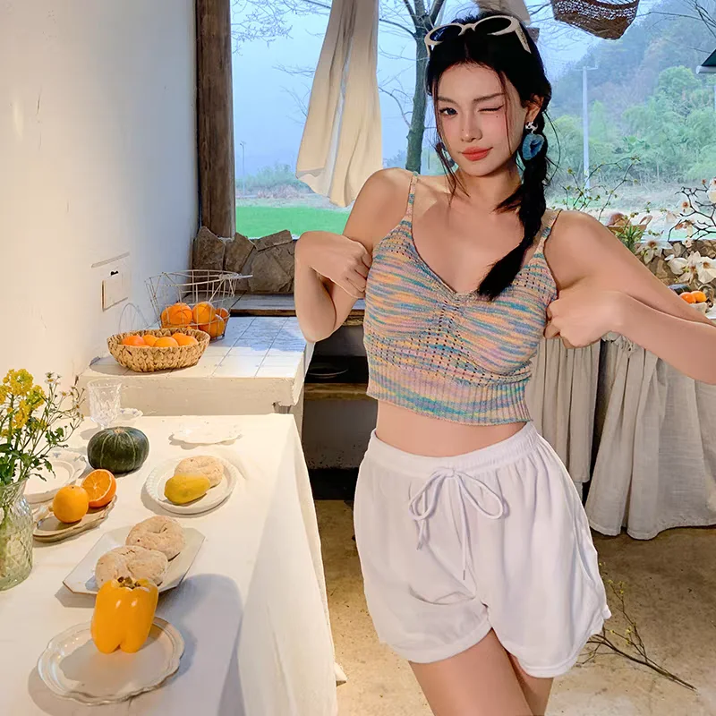 

Vaion Stripe Bikini Set Sexy Spicy Girl Loose orts Hot Spring Beach Swimming Costume Tee-piece Suit Nylon Material Women