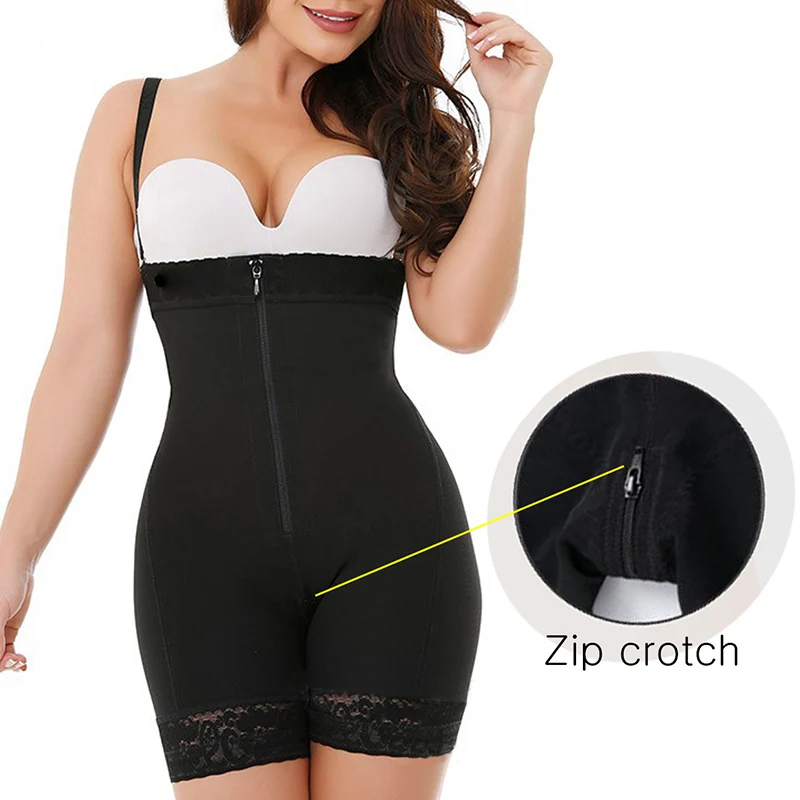 High Compression Bodysuit Girdles Zipper High Waist Sling Corset Shapewear Open Crotch Abdomen Pants Women Butt Lifter