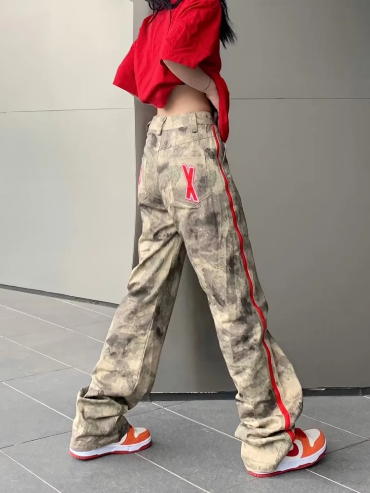 Camouflage Cargo Hosen Frauen Baggy American High Street Fashion Damen Kleidung Casual Coole Paare Wischen Hosen Jogger