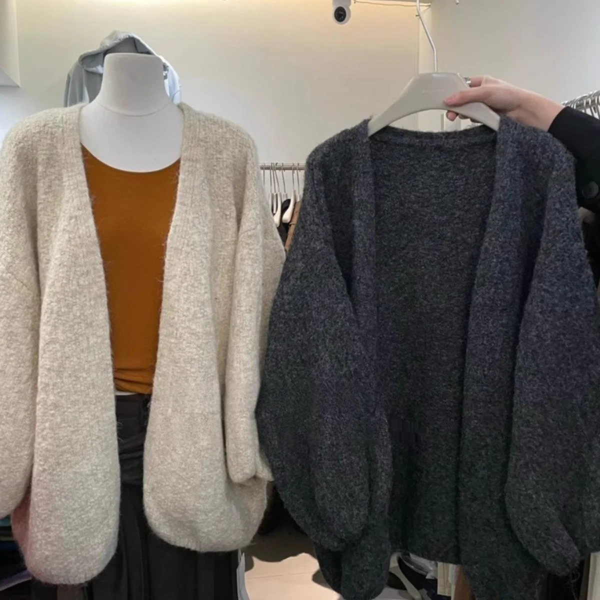 

Длинные кардиганы в стиле кавайи для женщин, зимние, с пайетками, воротник-стойка, мягкий вязаный воротник, в стиле преппи, городской, с оборками, панельный, свободный крой, Y2K