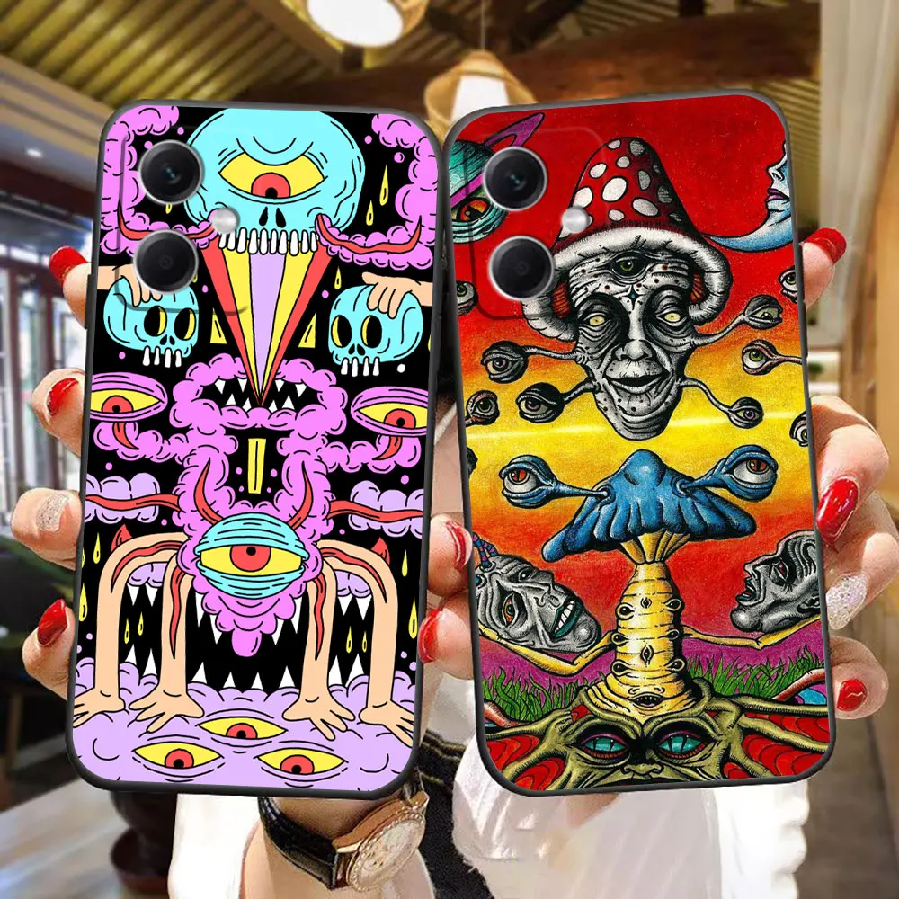 Colourful Psychedelic Trippy Art Phone Case For Redmi Note 13 12 12S 11 11T 11S 10 9 9S 8 8T 7 PLUS 4G 5G Case Funda Coque Shell