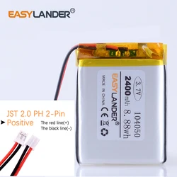 JST2.0 2P 3.7V 2400mAh Li-Po Battery 104050 Lithium Polymer Battery Li-Po li ion Lipo cells
