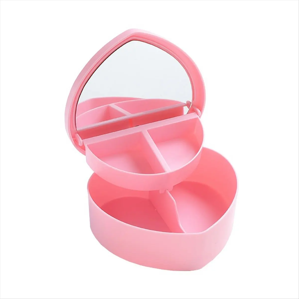 A45I Heart Shape Jewelry Boxes, Plastic Pink Jewelry Storage, Heart-Shaped Jewelry Boxes Stationery Boxes Drawer Makeup Box