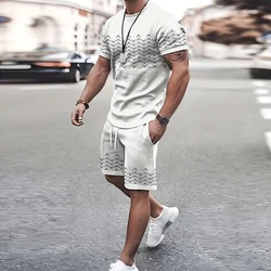 2024 Fashion Men's Sportswear Printed Format Pattern Oversized Men's Top Y2K Style Suit Summer Casual Breathable Refreshing Suit