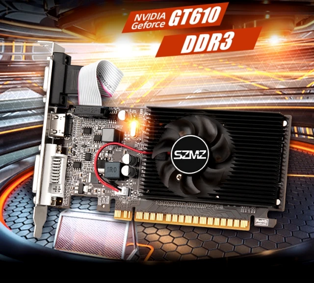 2025 New Graphics Card GT610 1G High Resolution Display Independent Graphics Card Fan Desktop Gaming Graphics Card