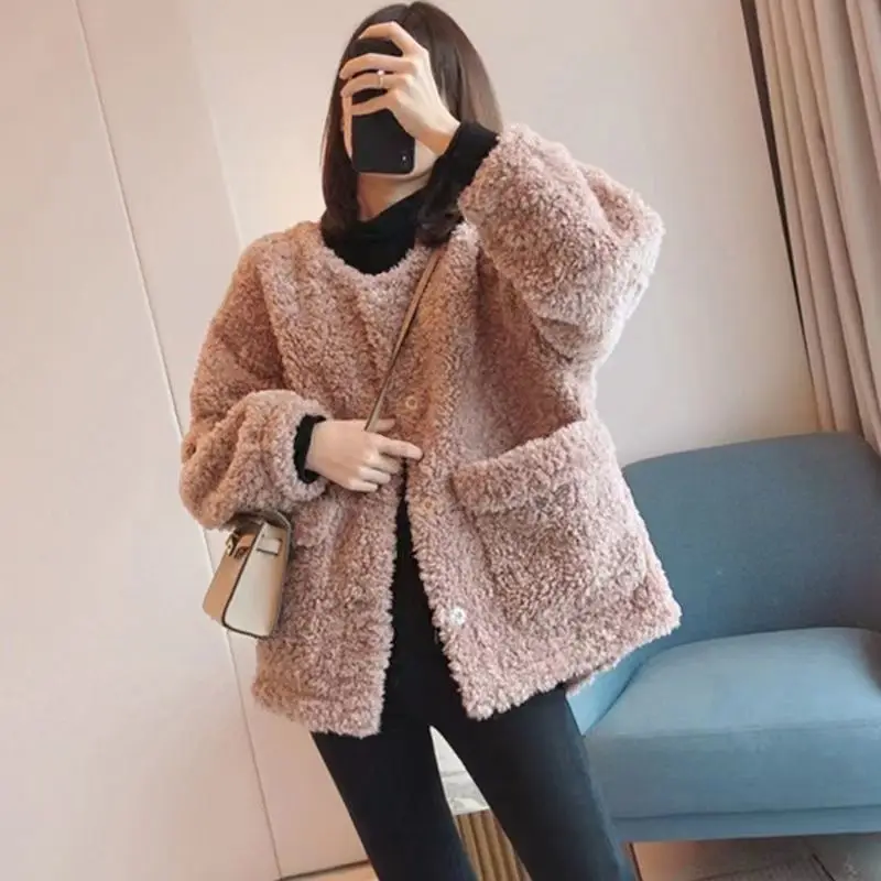 French Retro Gentle Style Short Style Small Fragrant Style New Lamb Wool Coat Women\'s Winter Trendy Versatile Women\'s Clothing