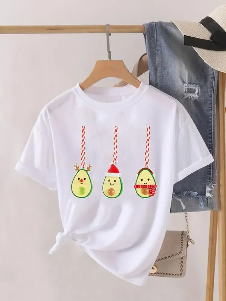 Print Women Tee Christmas Holiday Top Fashion Lady New Year Shirt Clothing Clothes Graphic T-shirt oversized t shirt