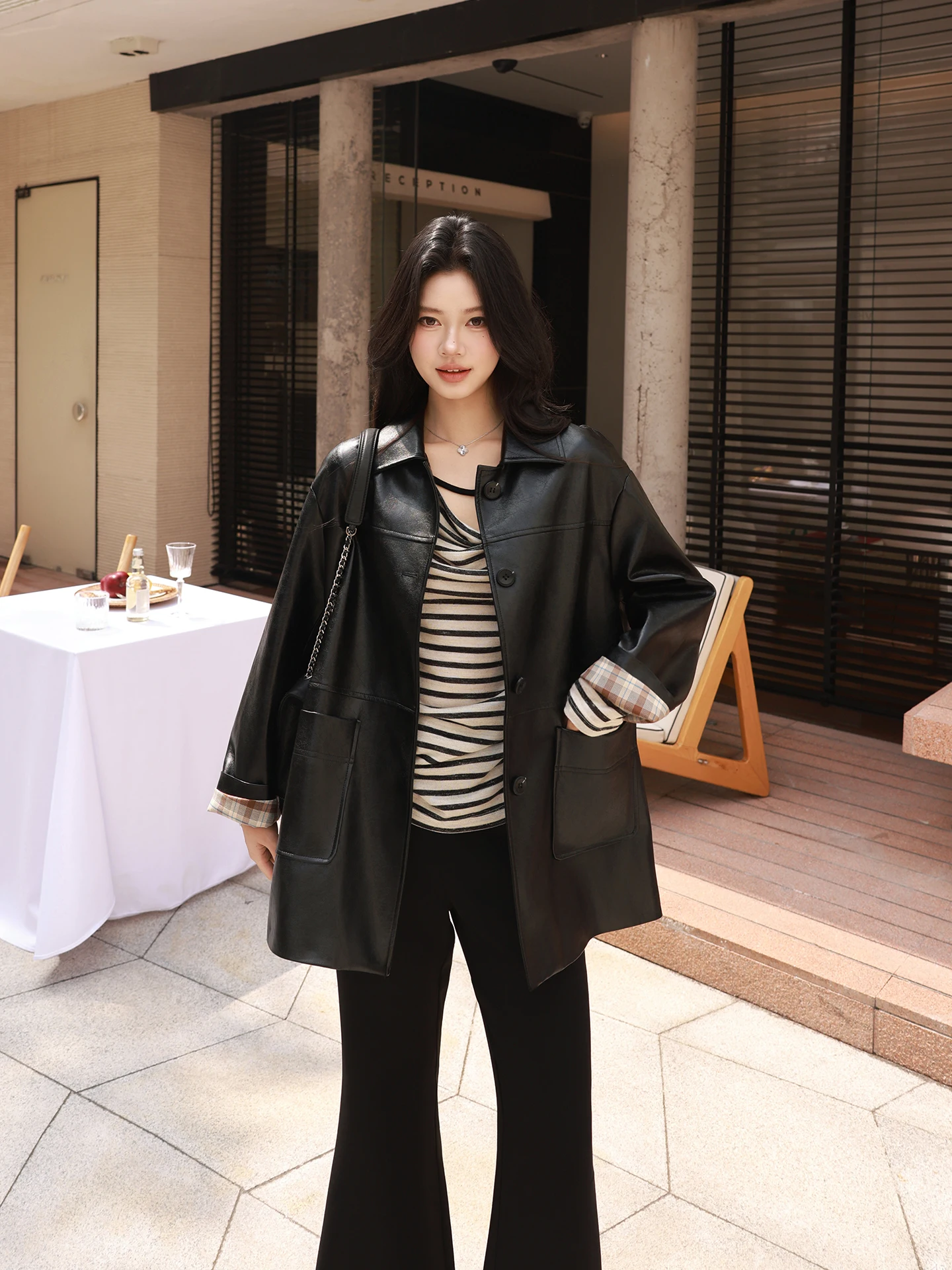 

Кожаная куртка Lao Yang's Personal ME Focus: Новинка Весны, Элитная, Приталенная, Универсальная, Короткая, Повседневная Верхняя Одежда для Женщин