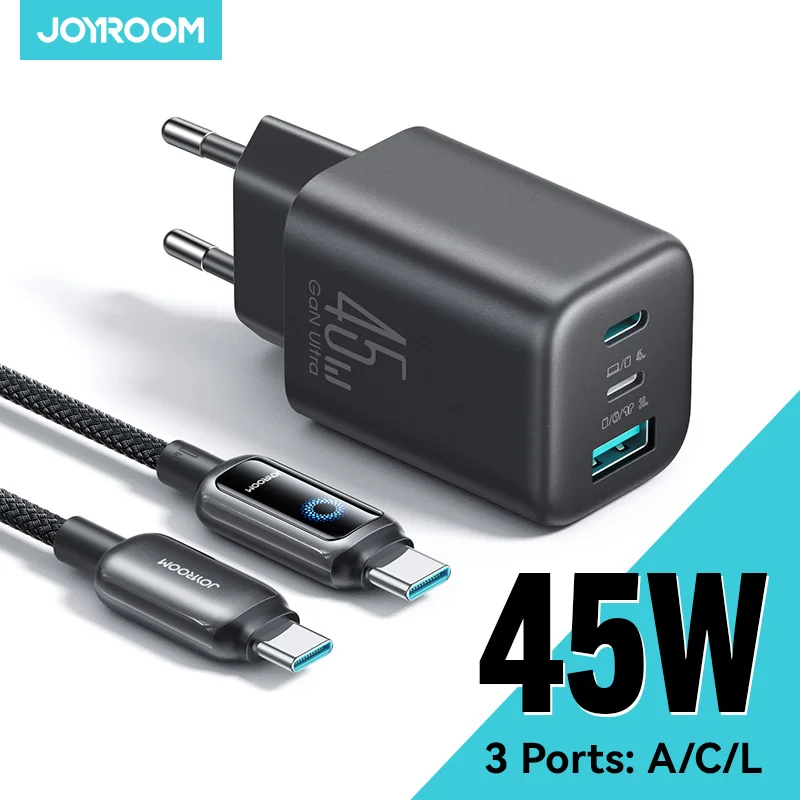 Joyroom 45W USB C/L/A chargeur Mini chargeur mural adaptateur ue royaume-uni chargeur de téléphone pour iPhone écouteur chargeur de téléphone portable TO1