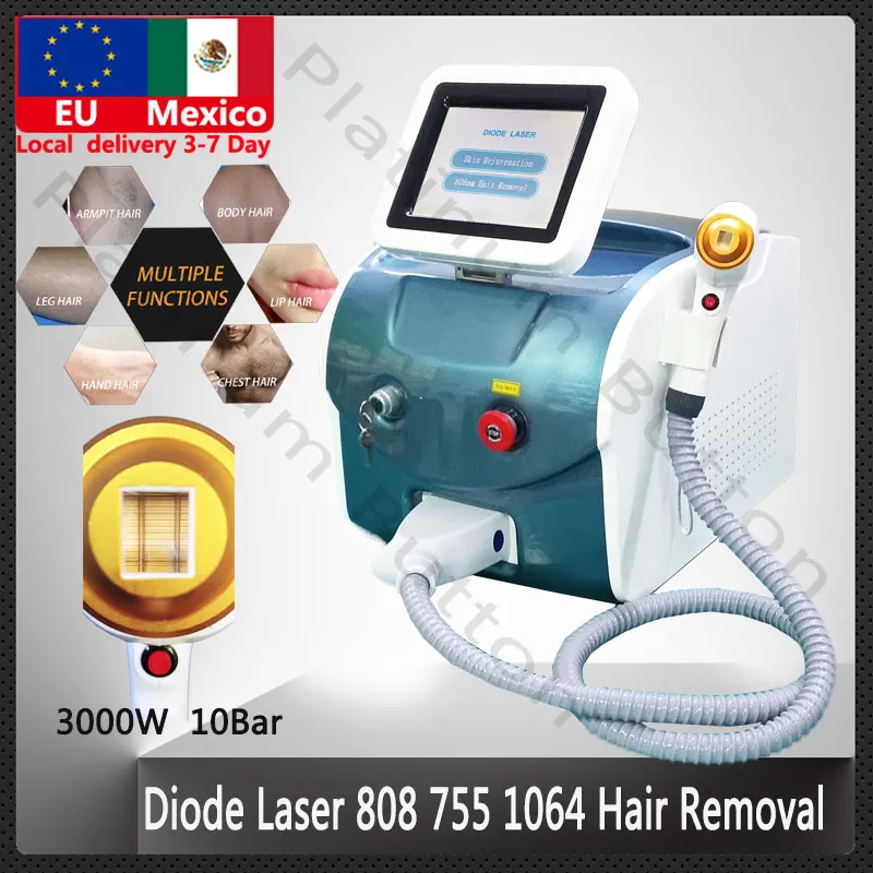 Local Shipment 5000w 3 Waves Permanent Diode Laser Hair Removal Machine 808nm Ice Titanium Epilator CE Woman