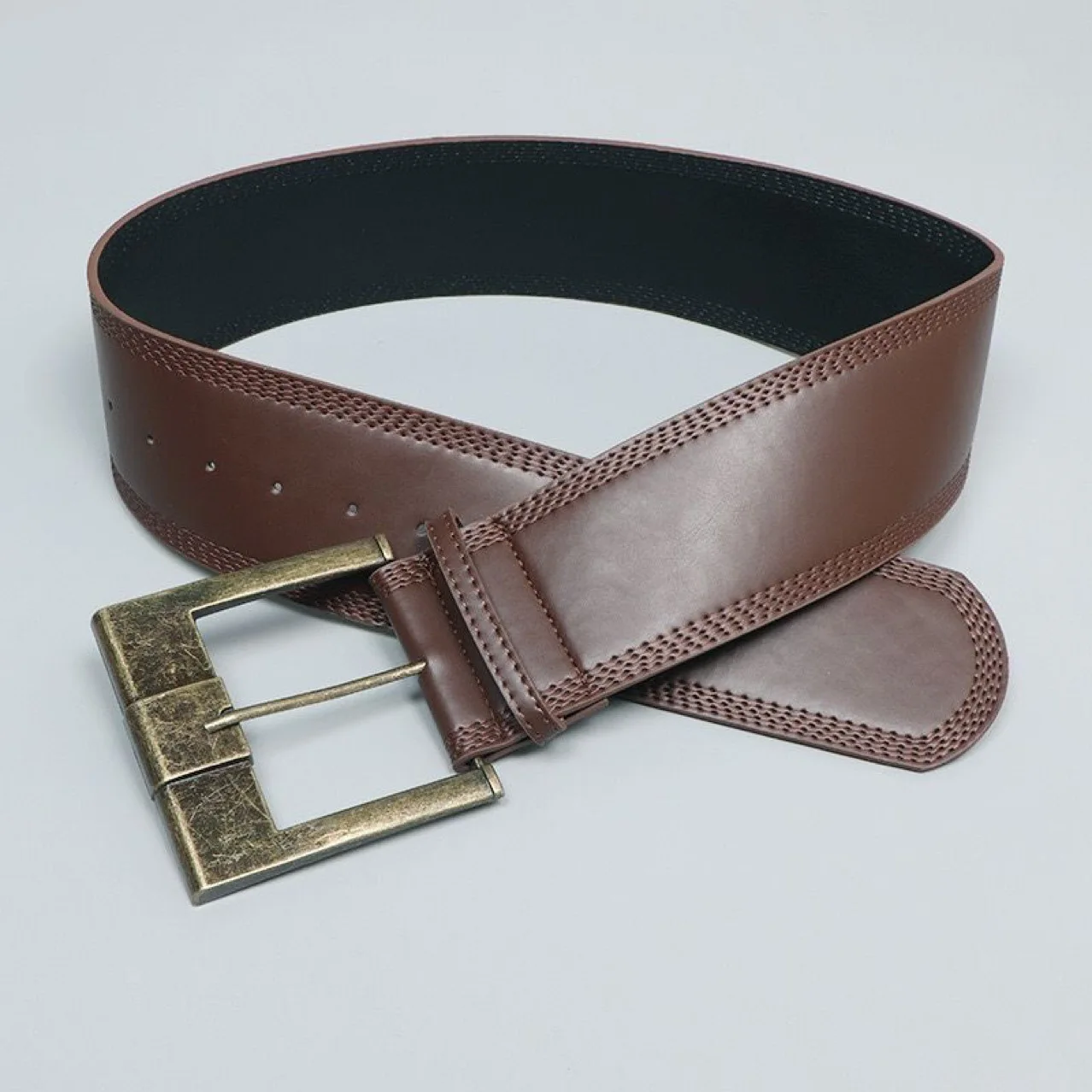 Vintage Maillard Style Wide Belt for Women, Waist Cinching & Slimming, Matching Dresses, Elegant Hot Girl Style Belt
