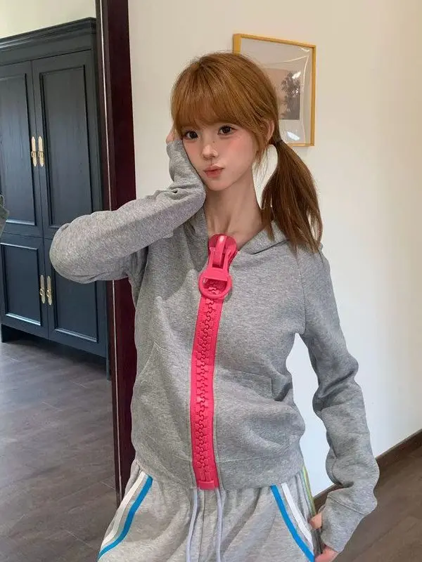 Loose Fit Zipper Cardigan Hoodie Women's Autumn Winter Casual Style Versatile Short Coat for Ladies Comfortable Loose Clothing