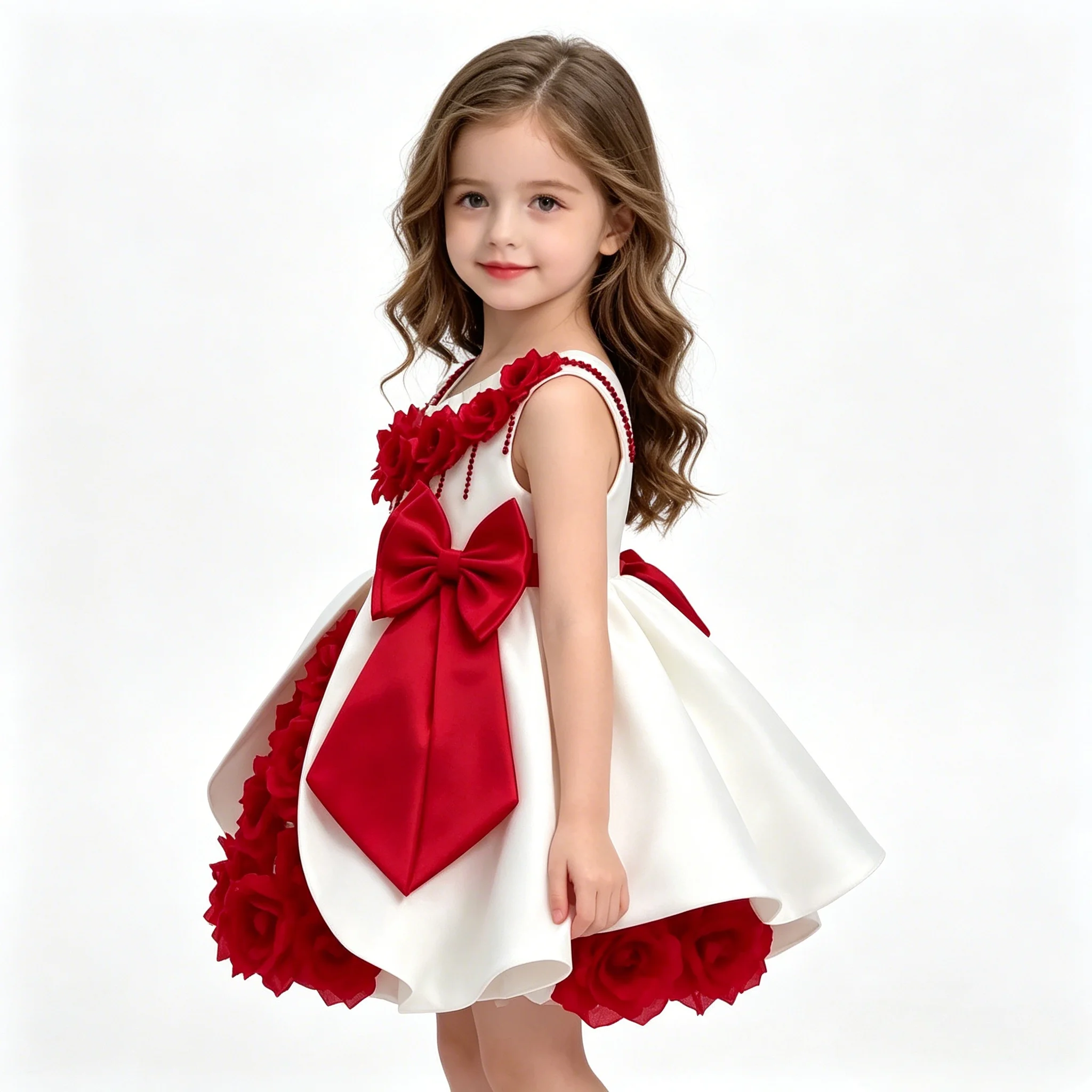 Robe de demoiselle d'honneur personnalisée JDY haut de gamme faite à la main avec nœud floral 3D en forme de rose, pour mariage, fête, anniversaire, concours de beauté, robe de princesse فساتين اطفا