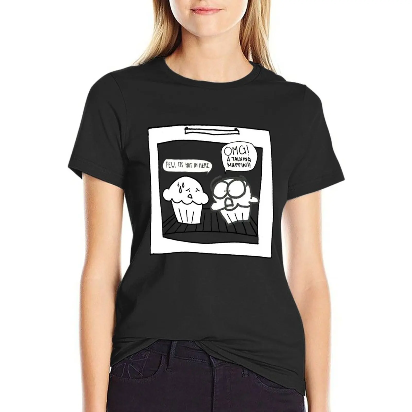 

Talking Muffins in the Oven T-Shirt anime summer tops sweat rock and roll t shirts for Women