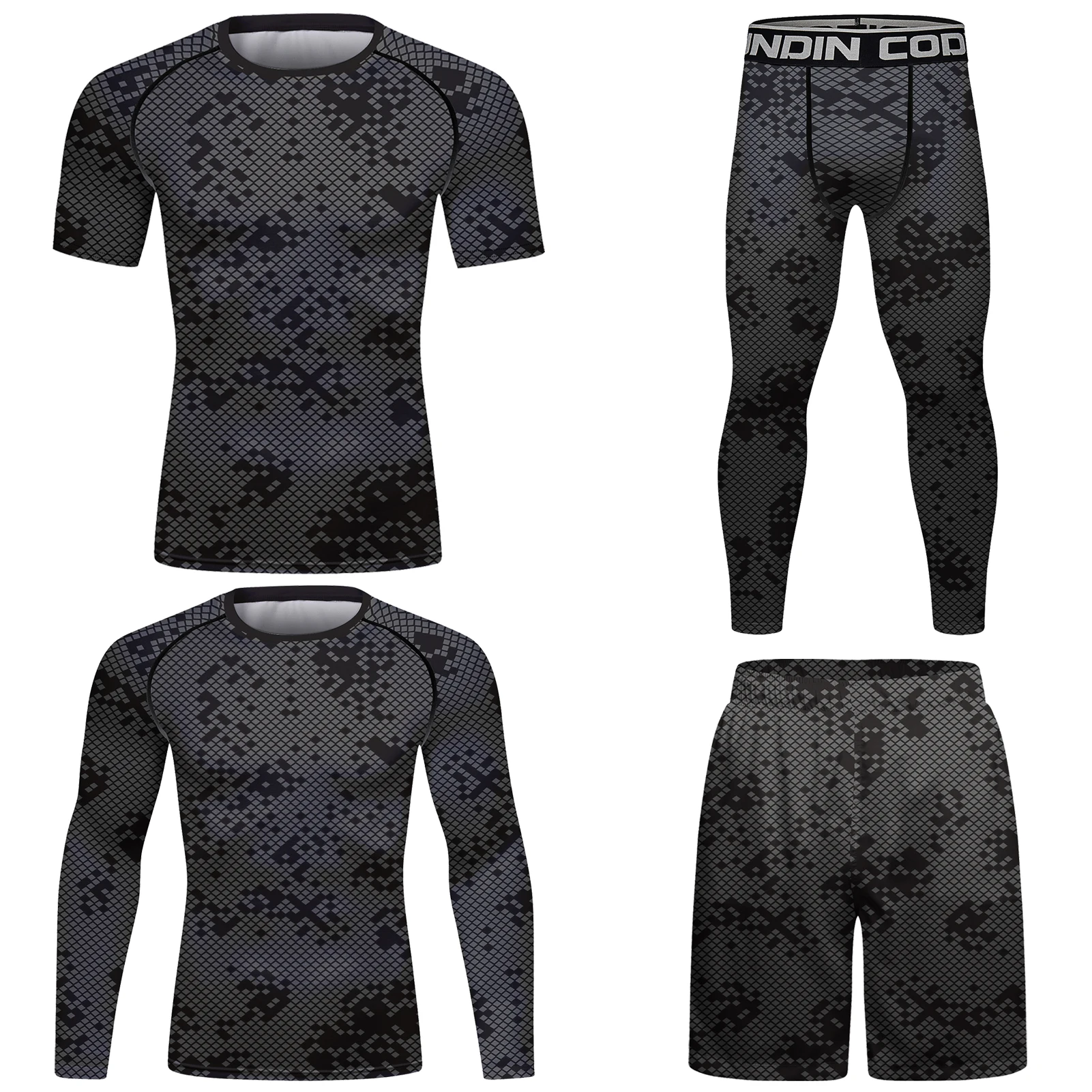 Free Shipping Black Speckle Sports Tracksuit Men Grappling Bjj Gi Boxing Rash Guard Anti-uv Athletic Training Active Wear Suit