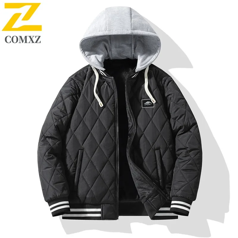 COMXZ Koreanische Mode Brot Jacke Dicke Kapuze Stilvolle Reise Gepolsterte Jacke Designer Snowy High End Winter Polsterung Herren Kleidung