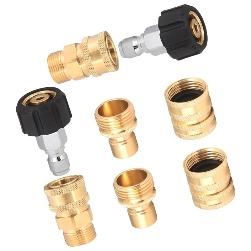 U13C Professional High Pressure Washer Quick Fittings Set Heavy Duty Washer Couplings Adapter for Efficient Cleaning