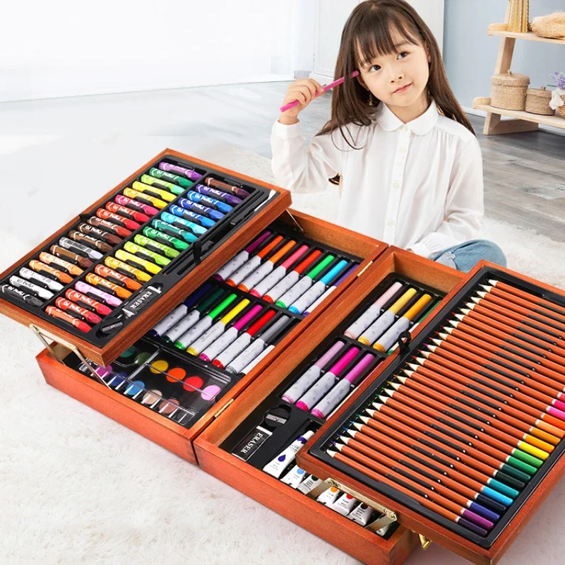 Ensemble de pinceaux pour aquarelle, cadeau d'anniversaire, outils de peinture, boîte cadeau non cubique, élèves du primaire, filles de 10 ans