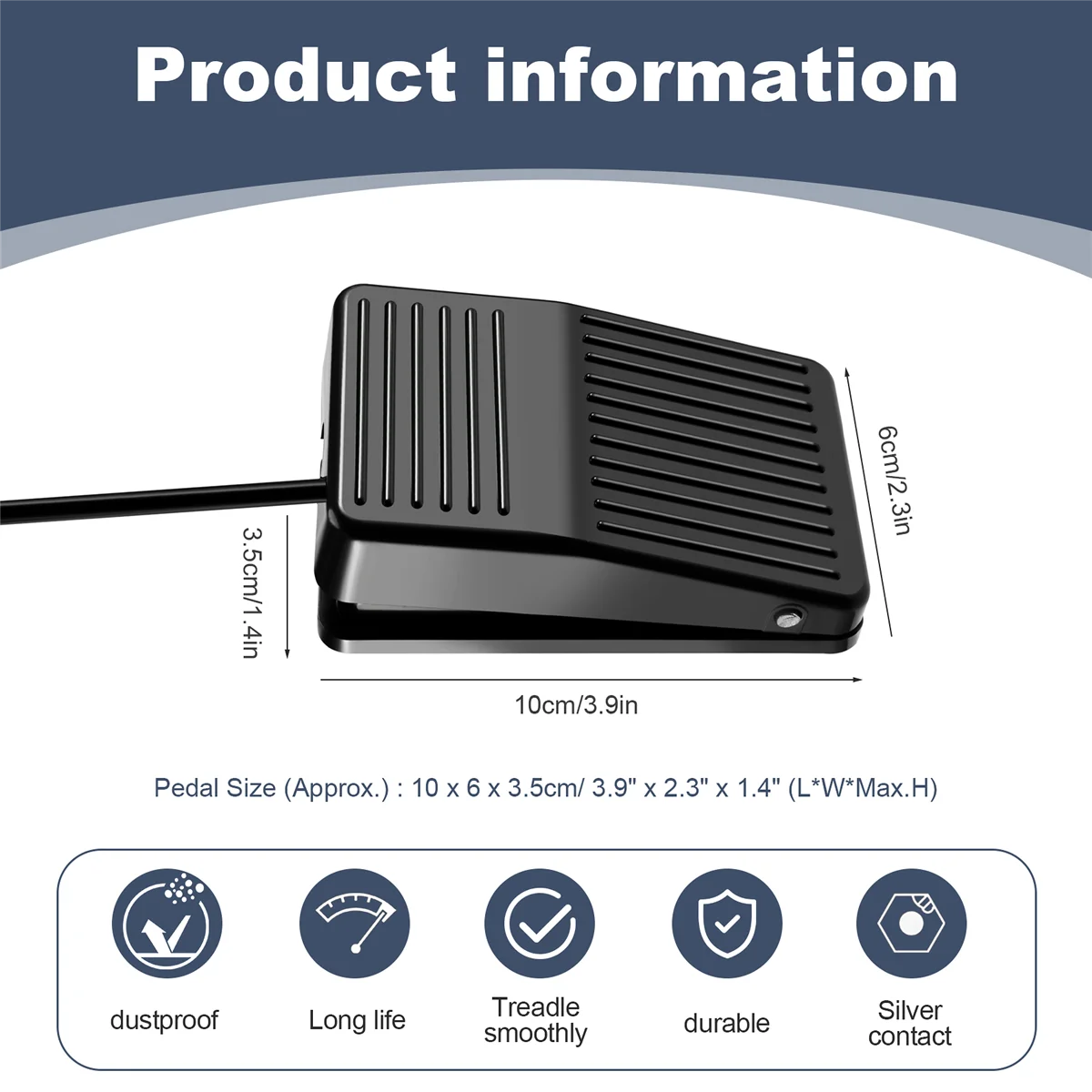 AC 250V 10A SPDT NO NC Antislip Plastic Momentary Power Foot Pedal Switch Black