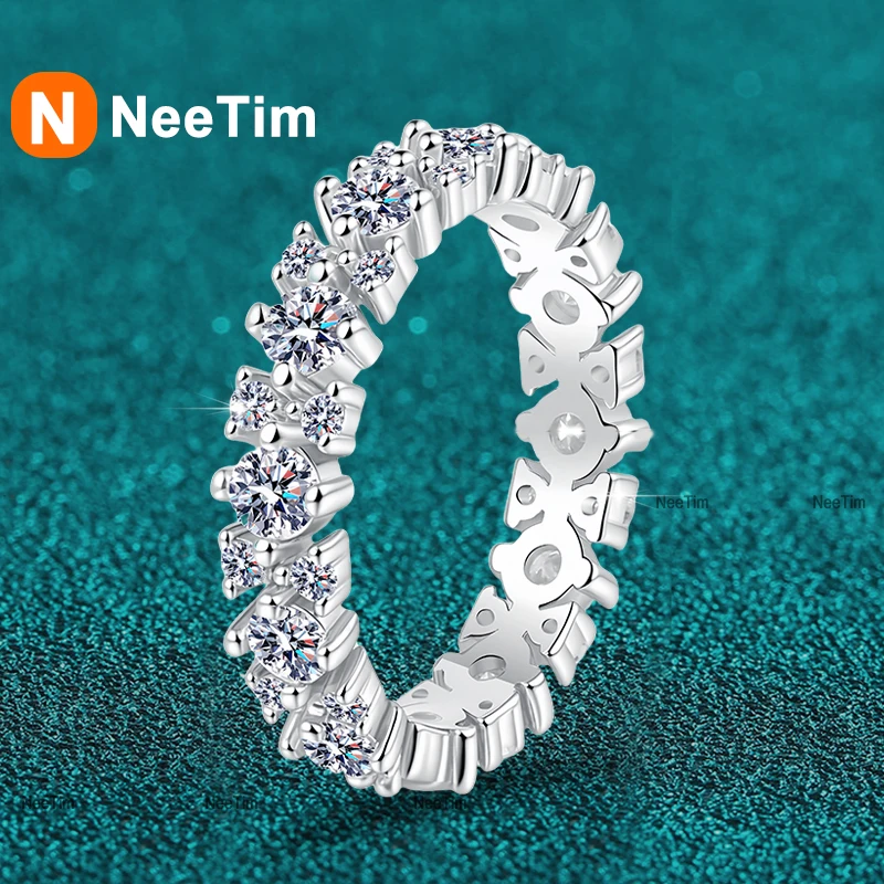 

NeeTim Full D Moissanite Ring for Women 925 Sterling Silver Lab Diamond Engagement Wedding Engagement Rings Jewelry Bands GRA