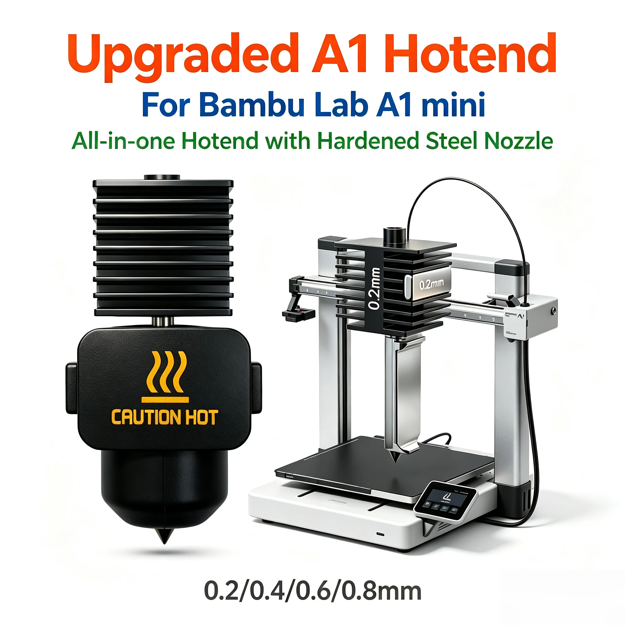 A1 Hotend For Bambu Lab A1 Mini Hardened Steel Nozzle All‑in‑one Printing Head High‑Speed For Bambulab Hot End Bamboo 3D Printer