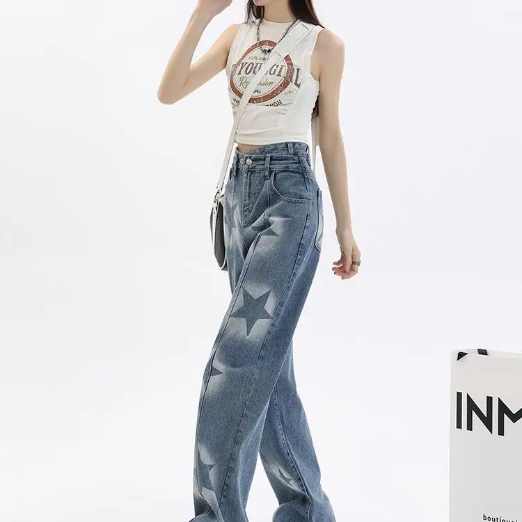 plus Size Autumn Winter Wide Leg Jeans Women Students Straight Cut Long Pants High Waist Denim Trousers Trendy Ins Style