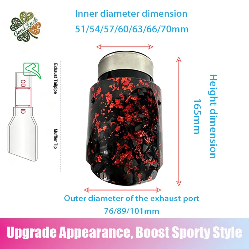 1PC AK Logo Red Satin Carbon Fiber Single Exit Exhaust Tip, Universal Car Rear Tail Muffler End Pipe For Car Modification