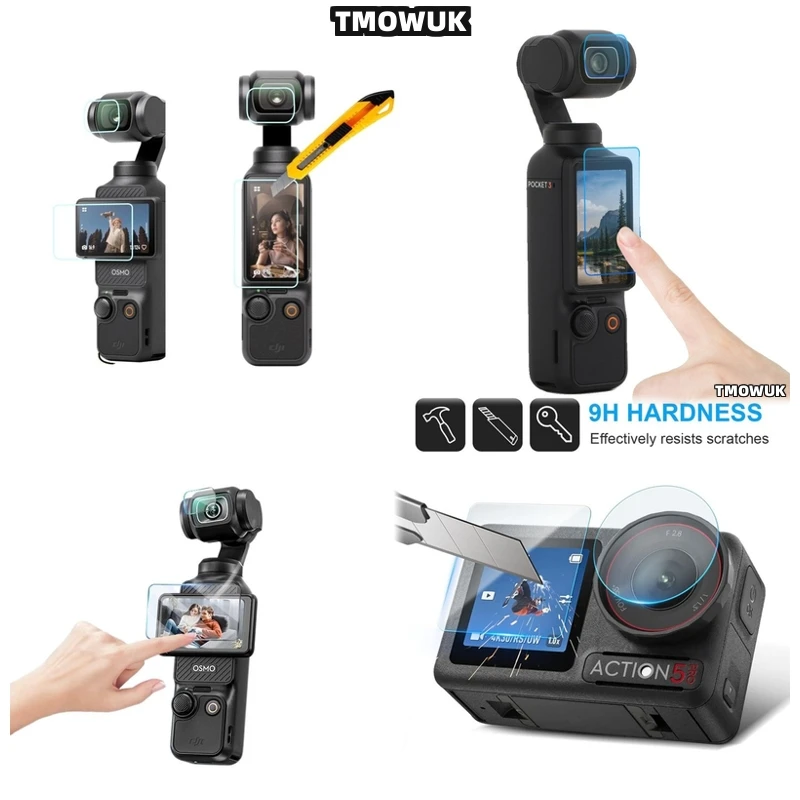 

For DJI Pocket 1 2 Osmo Pocket 3 Action 2 4 Pro - Anti - Fingerprint Tempered Glass Screen Protector Kit With Lens Cap
