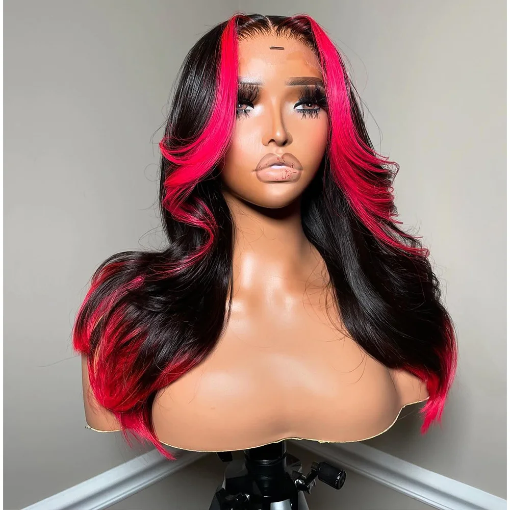 Linhua Haar Highlight rosa gefärbt 12a Körper Welle 13x4 transparente Spitze Perücken Remy 13x6 Spitze Frontal Perücke vor gezupft 5x5 Spitze Perücke