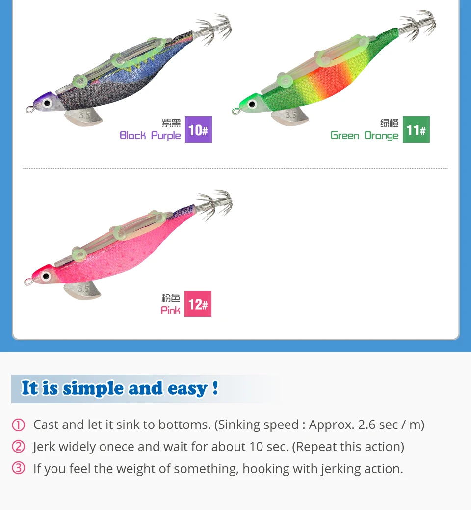Neue Angeln Locken Tintenfisch Jig Gebündelt Leucht Webfoot Octopus Egi Tintenfisch Haken Künstliche Harten Köder Salzwasser Meer Garnelen locken – Detail 6
