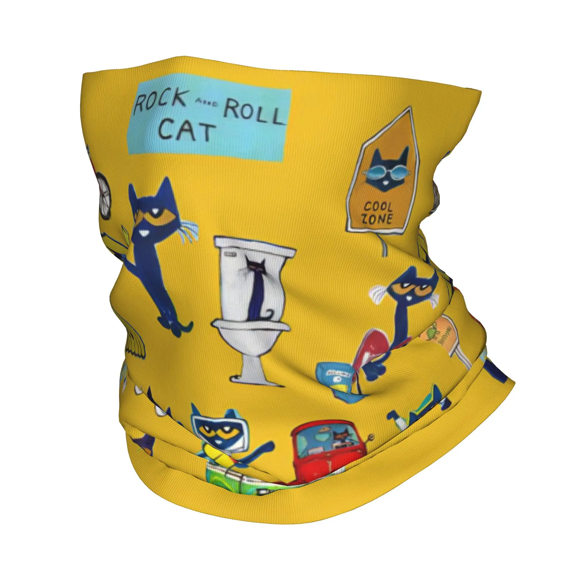 Pete the Cat  Bandana Neck Cover Printed Kitten Wrap Scarf Multifunctional Balaclava Fishing for Men Women Adult Windproof